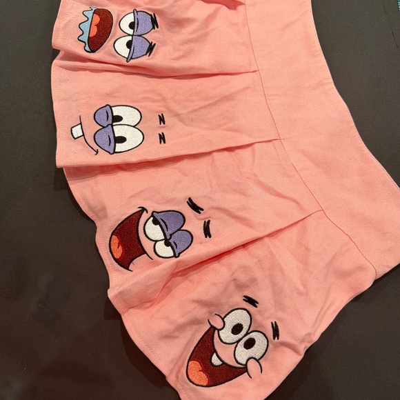 Pink Cartoon Face Pleated Mini Skirt Patrick - Picture 3 of 3